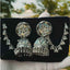 Oxidised Floral Jhumka Earrings with Chain
