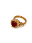 Ruby Solitaire Halo Adjustable Ring