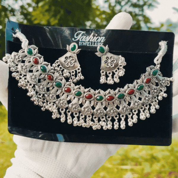 Antique Oxidised Necklace Set - Rupakala