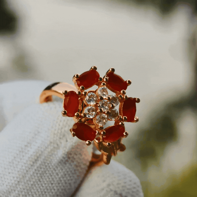 Ruby Blossom Statement Adjustable Ring Main Image