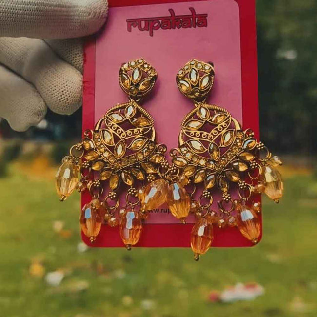 Gold Floral Statement Earrings for Women Hover Image
