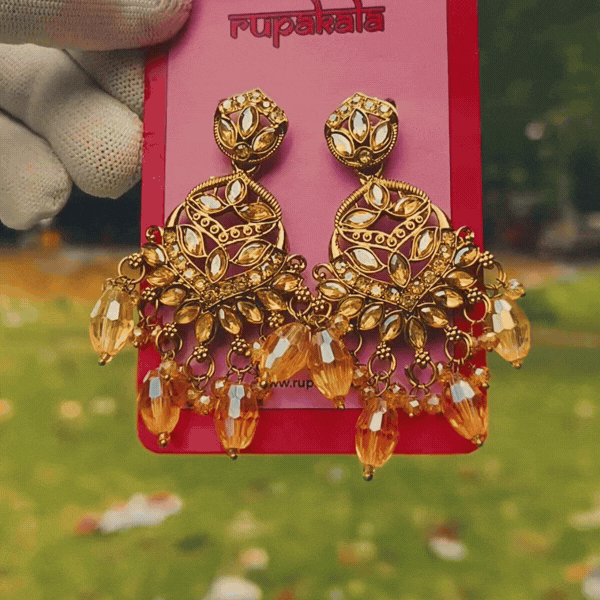 Gold Floral Statement Earrings for Women - Rupakala