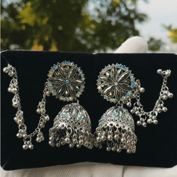 Premium Oxidised Choker Earrings - Rupakala