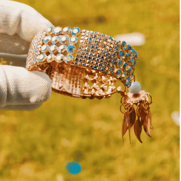 Rose Gold Crystal Cuff Bracelet for Women Main Image