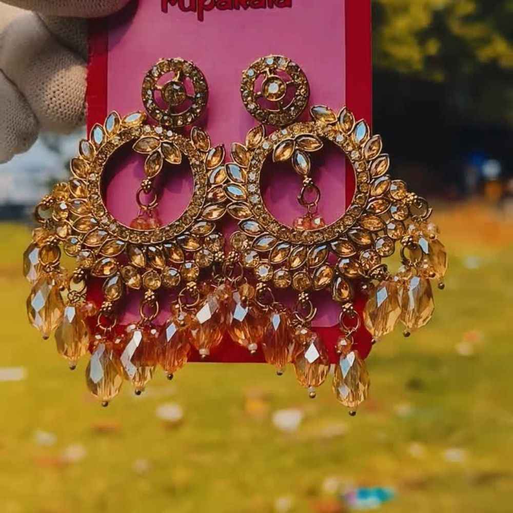 Premium Gold Stone Chandbali Earrings