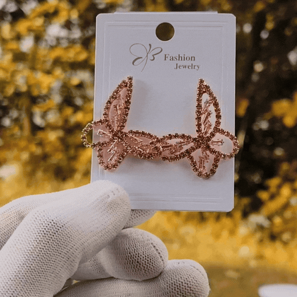 Rose Gold Butterfly Ear Cuff Earrings - Rupakala