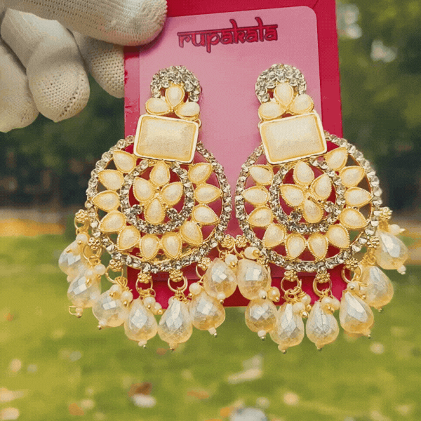 Gold Plated Floral Chandbali Earrings Main Image