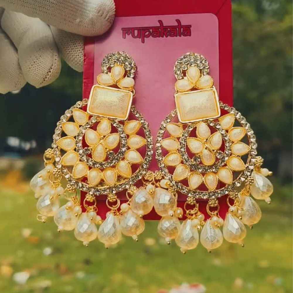 Gold Plated Floral Chandbali Earrings