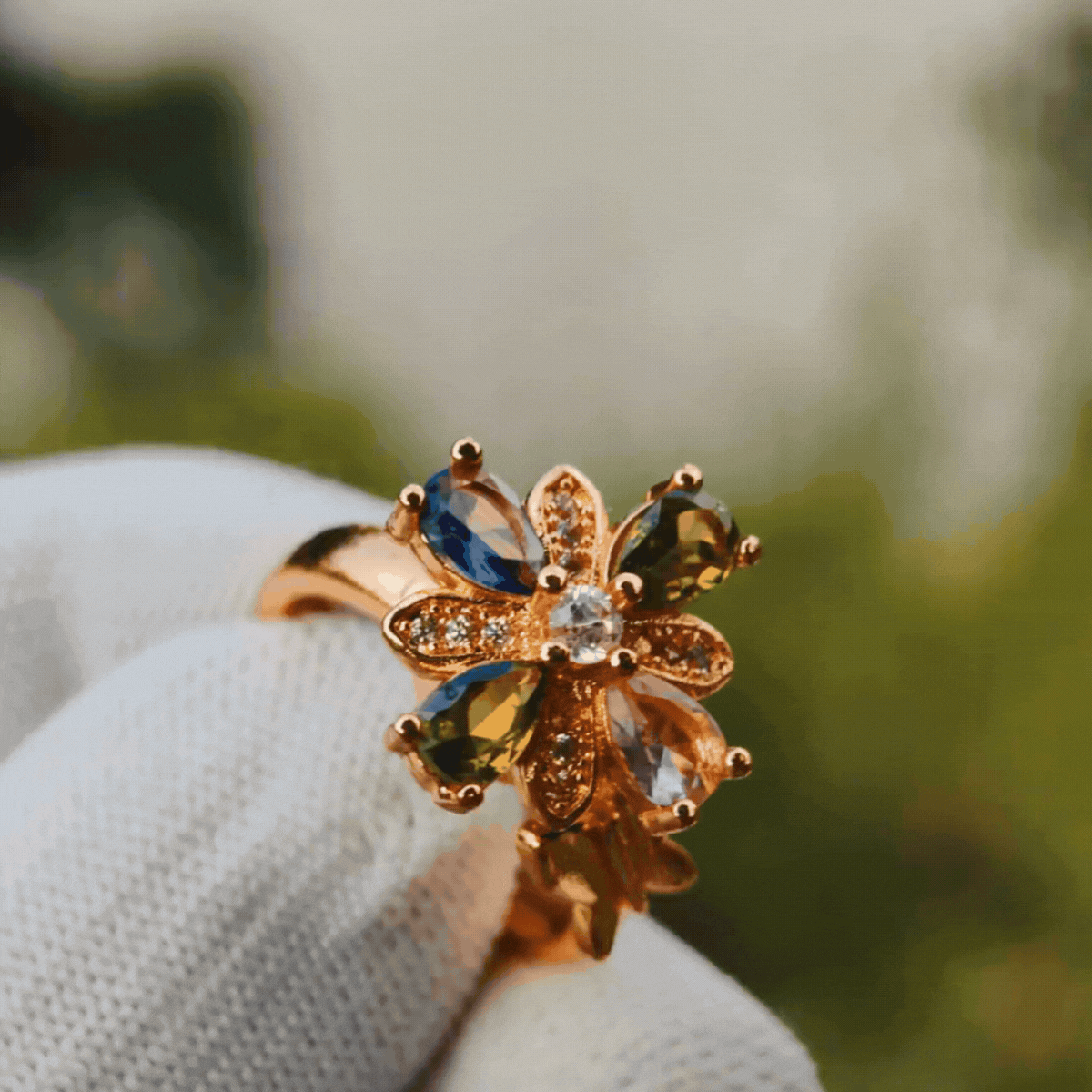 Multicolor Flower Petal Statement Ring