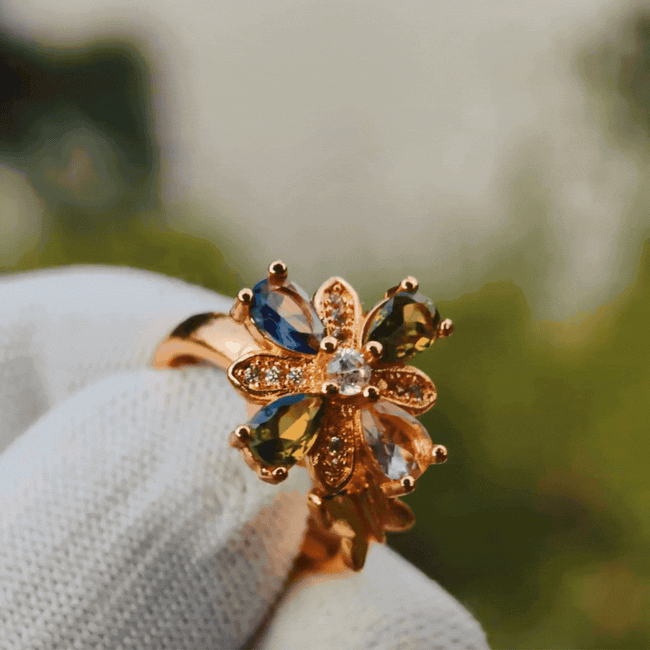 Multicolor Flower Petal Statement Ring Main Image