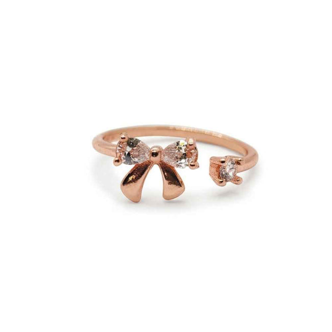Mini Bow Rose Gold Stud Ring Hover Image