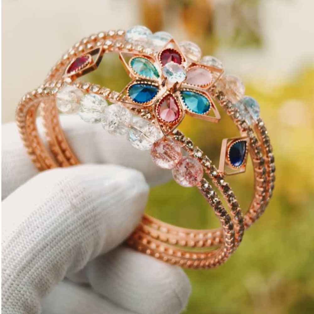 Rose Gold Crystal Bangles for Women