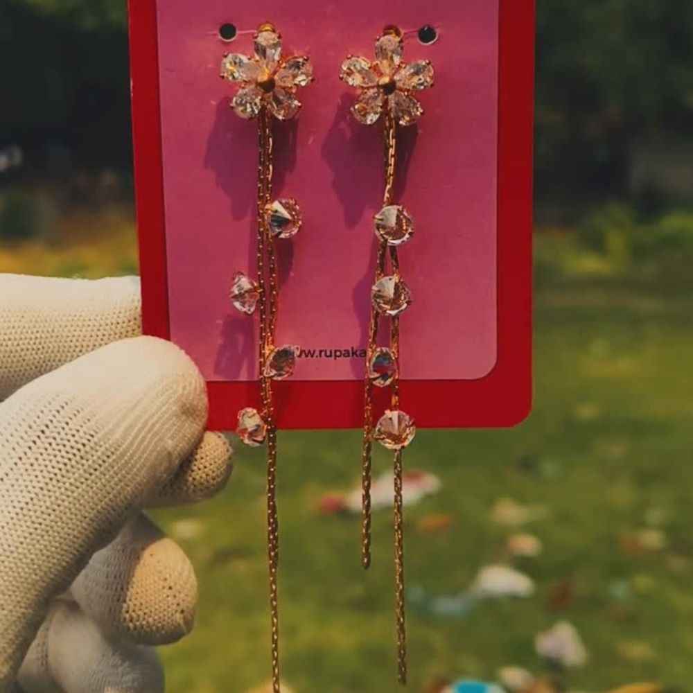 Gold Plated Long Chain Drop Earrings