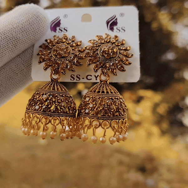 Antique Gold Jhumka Earrings Main Image