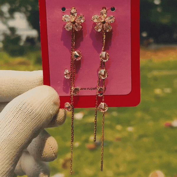 Gold Plated Long Chain Drop Earrings - Rupakala
