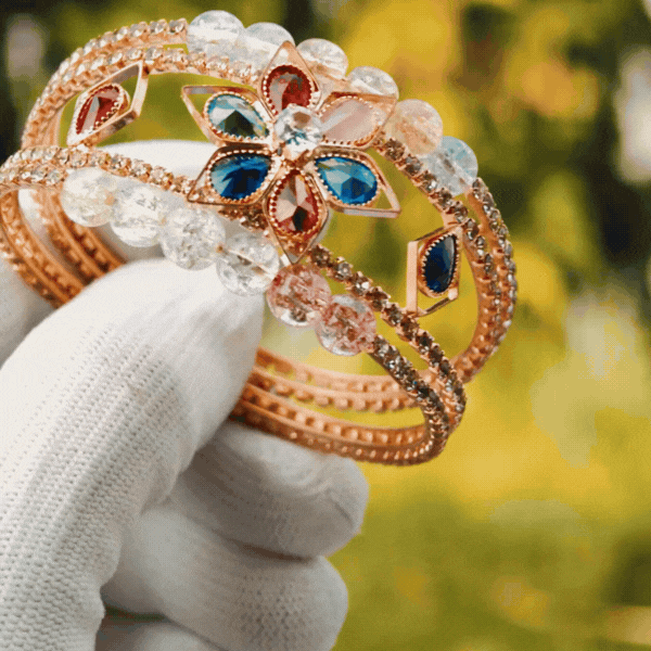Rose Gold Crystal Bangles for Women - Rupakala
