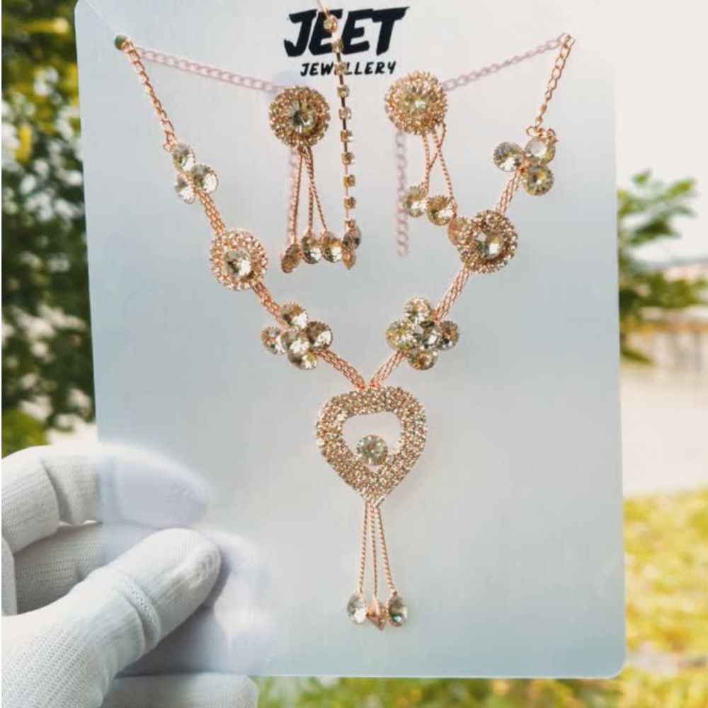 Rose Gold Heart Pendant Necklace Set