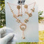 Rose Gold Heart Pendant Necklace Set