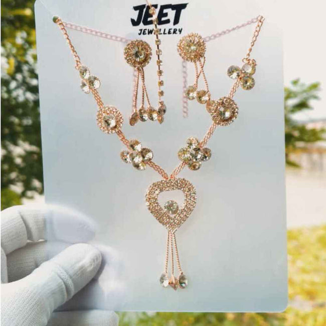 Rose Gold Heart Pendant Necklace Set Hover Image