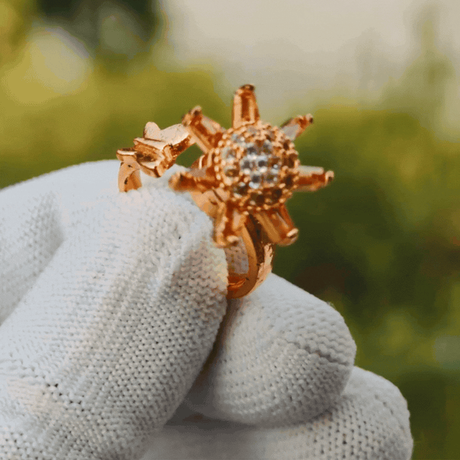 Sun Star Crystal Adjustable Cocktail Ring Main Image