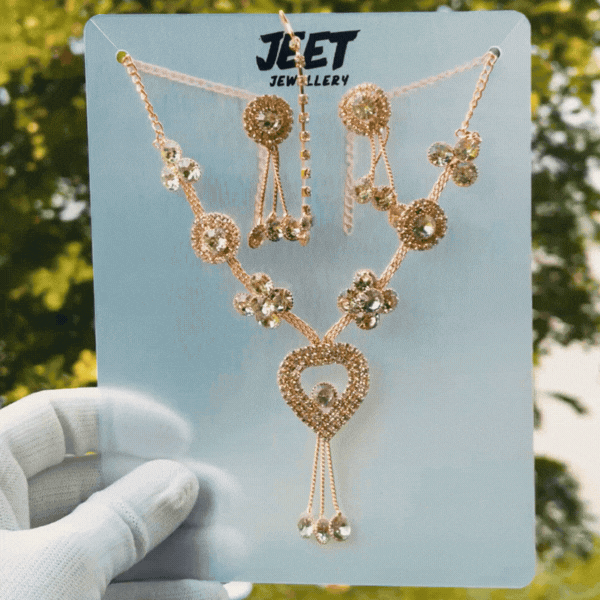 Rose Gold Heart Pendant Necklace Set - Rupakala