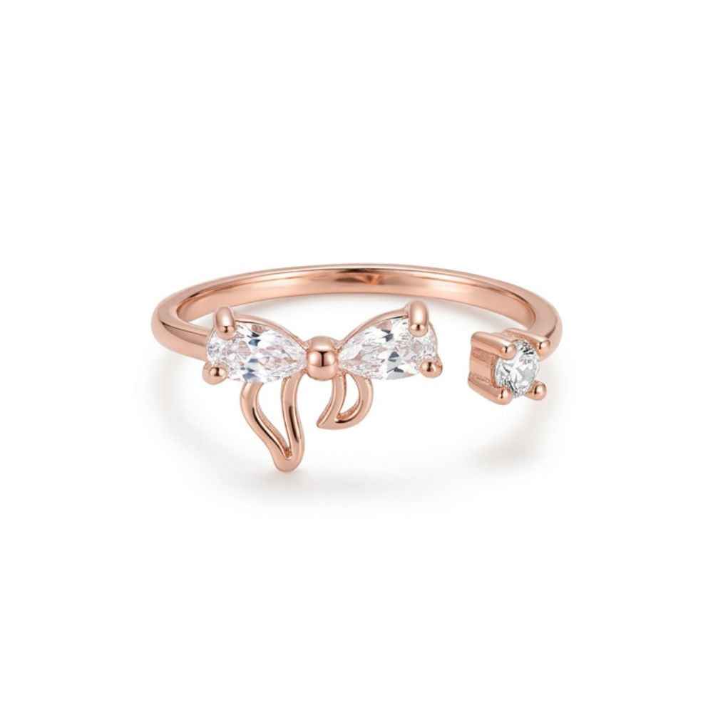 CZ Bow Rose Gold Stud Ring