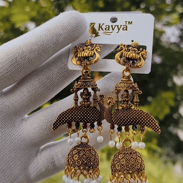 Antique Gold Temple Jhumka Earrings Main Image