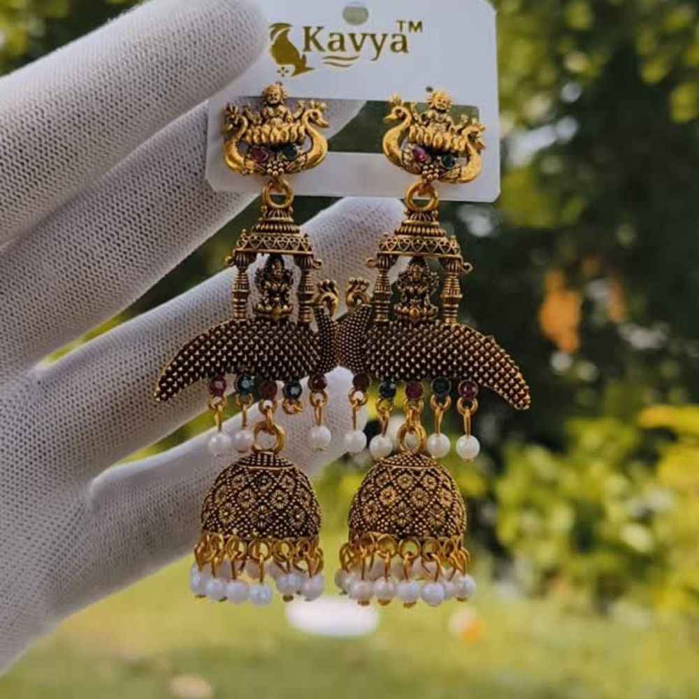 Antique Gold Temple Jhumka Earrings