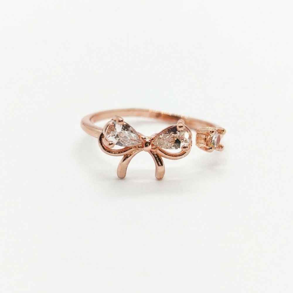 Ribbon Bow Rose Gold Stud Ring