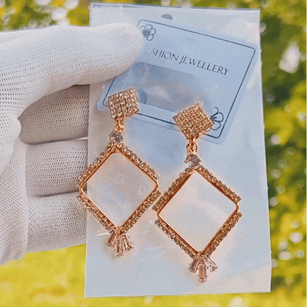 Rose Gold Geometric Drop Earrings - Rupakala