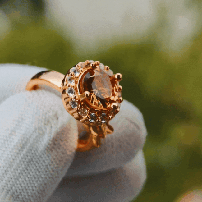 Champagne Crystal Halo Adjustable Ring Main Image
