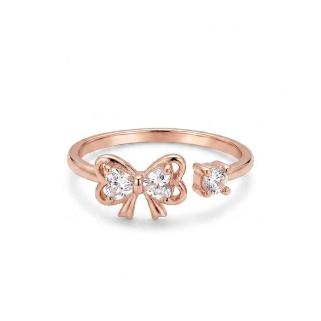 Knot Bow Rose Gold Stud Ring Hover Image