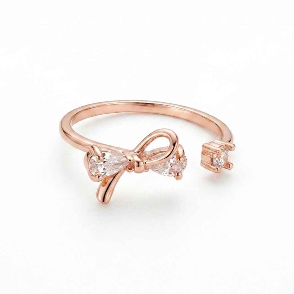 Elegant Bow Rose Gold Stud Ring