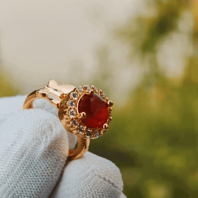Ruby Solitaire Halo Adjustable Ring Main Image