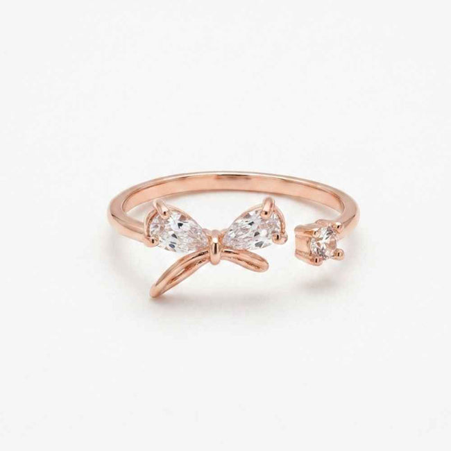 Classic Bow Rose Gold Stud Ring Hover Image