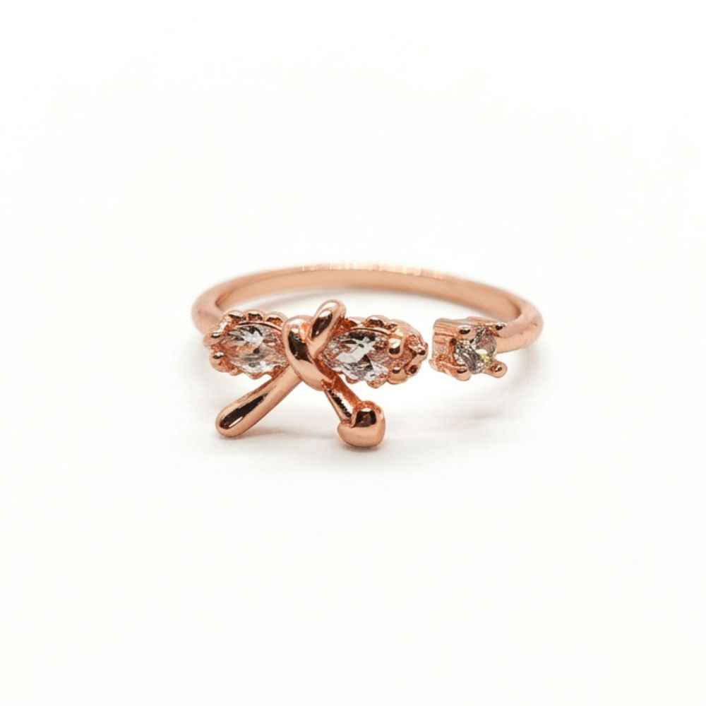 Floral Bow Rose Gold Stud Ring