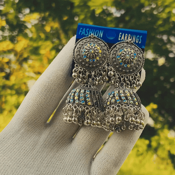Oxidised Stud Jhumka Earrings - Rupakala