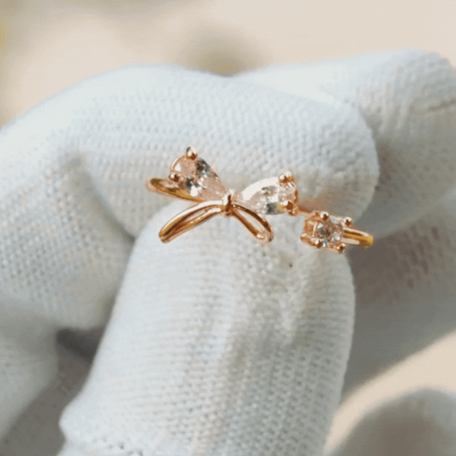 Classic Bow Rose Gold Stud Ring - Rupakala