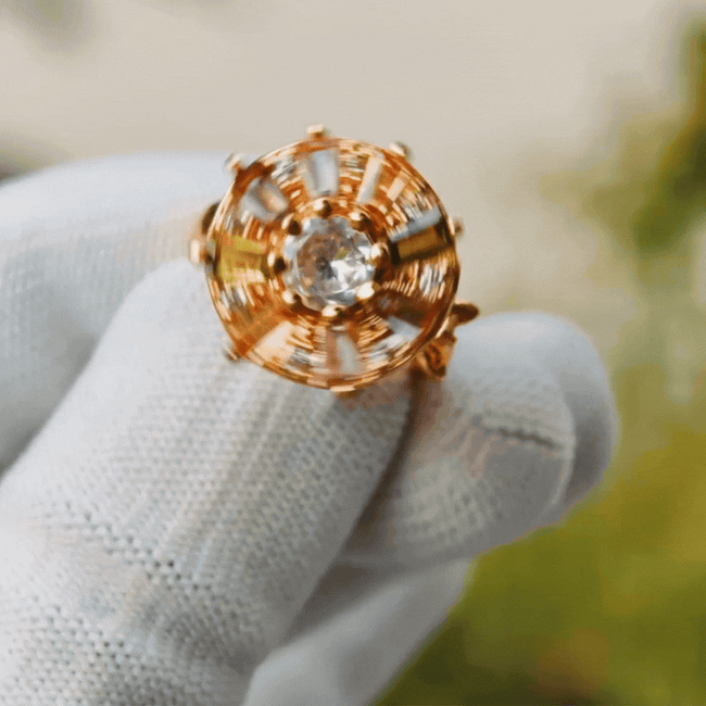 Multicolor Sunburst Crystal Adjustable Ring Main Image