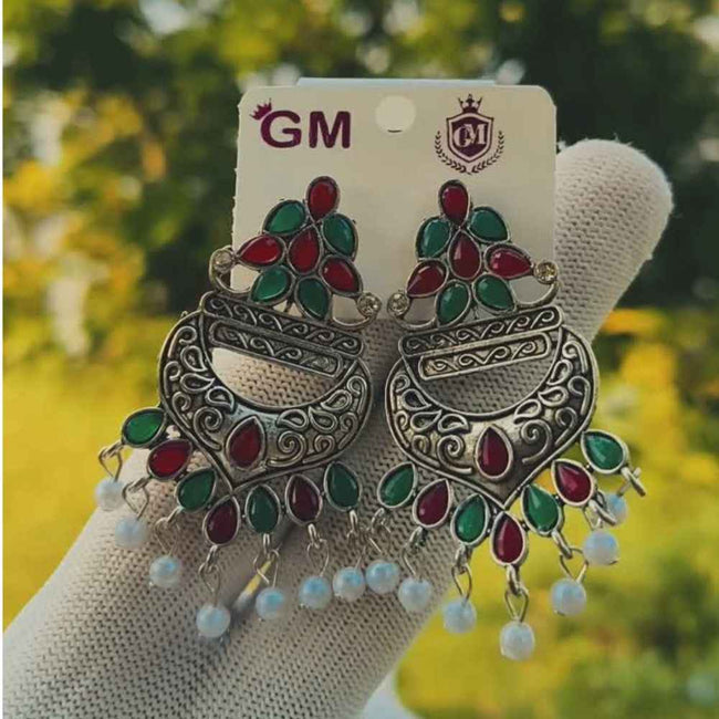 Oxidised Multicolor Chandbali Earrings for Women Hover Image