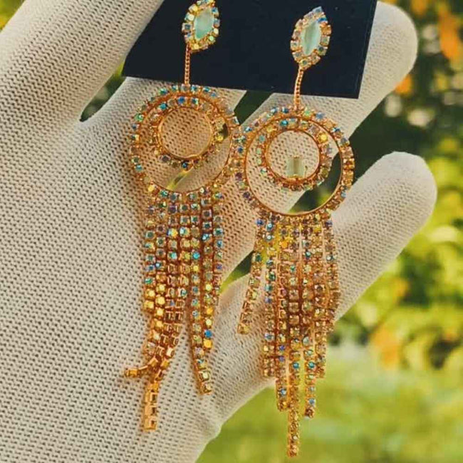 Rose Gold Tassel Statement Earrings Hover Image