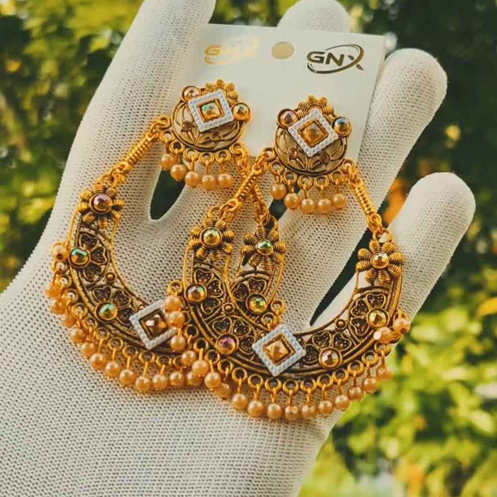 Antique Gold Chandbali Earrings