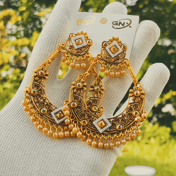 Antique Gold Chandbali Earrings - Rupakala