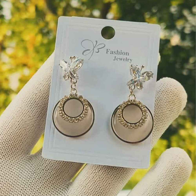 Minimal Round Drop Earrings Hover Image