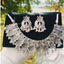 Silver Oxidised Floral Necklace Set for Women
