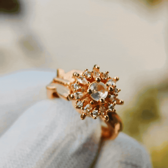 Classic Floral CZ Stone Adjustable Ring Main Image