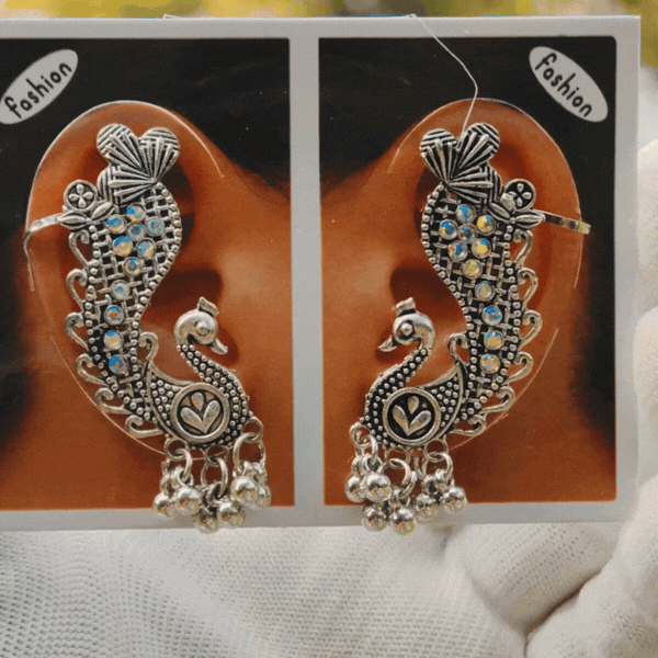 Antique Peacock Ear Cuff Earrings - Rupakala