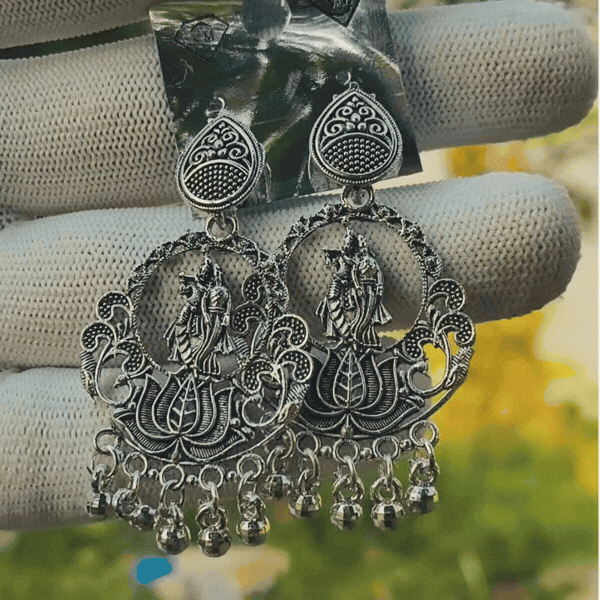 Oxidised Goddess Lakshmi Chandbali Earrings - Rupakala
