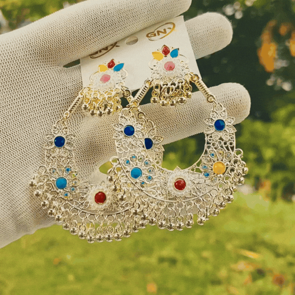Multicolor Oxidised Chandbali Earrings Main Image