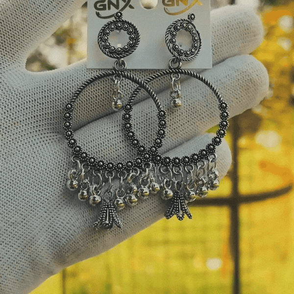 Oxidised Hoop Dangler Earrings for Women - Rupakala